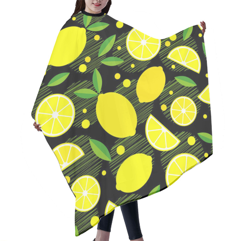 Personality  Seamless Pattern With Decorative Lemons. Tropical Fruits. Textile Rapport. Hair Cutting Cape