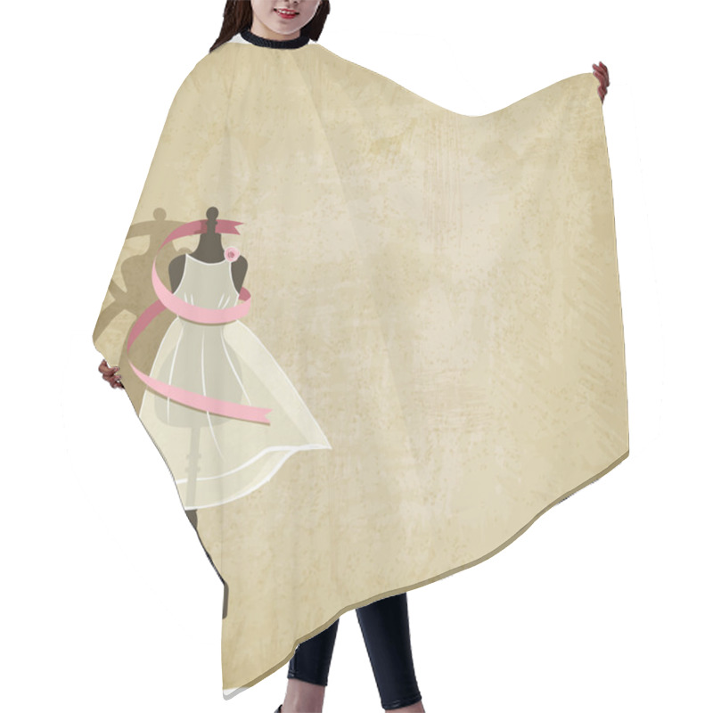 Personality  Bride Dress On Old Paper Background Hair Cutting Cape