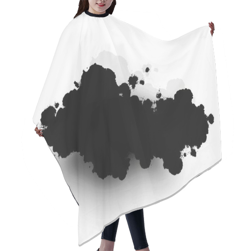 Personality  Abstract Black Ink Splash On A White Background, Creating A Dramatic Contrast And Artistic Appeal. Hair Cutting Cape