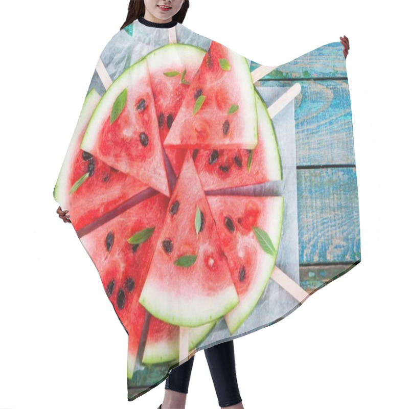 Personality  Slices Of Fresh Juicy Watermelon On A Paper Closeup Hair Cutting Cape