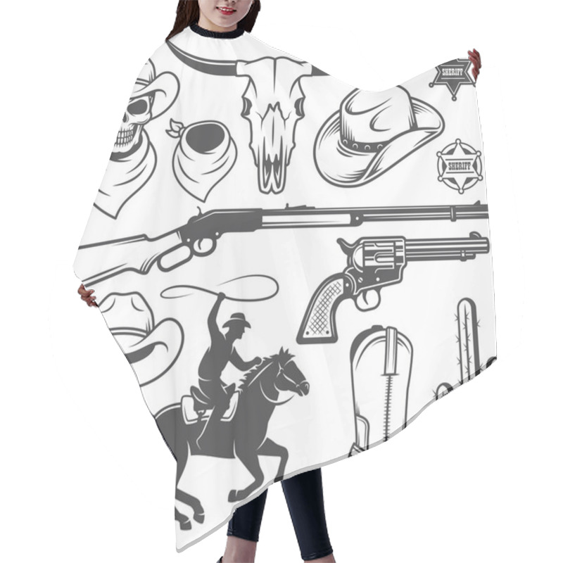 Personality  Set Of Wild West Cowboy Designed Elements Hair Cutting Cape