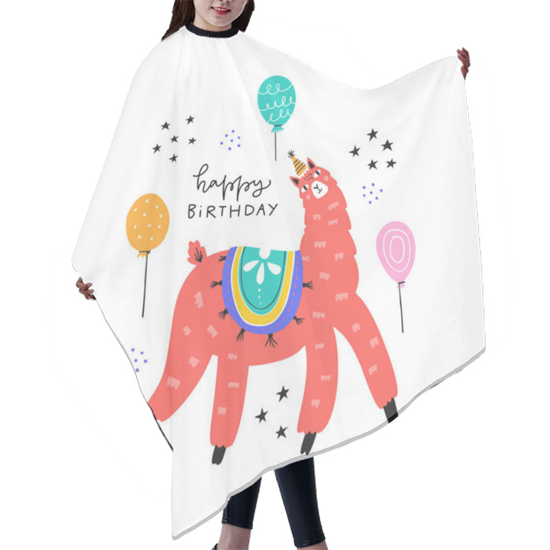 Personality  Happy Birthday Flat Vector Greeting Hair Cutting Cape