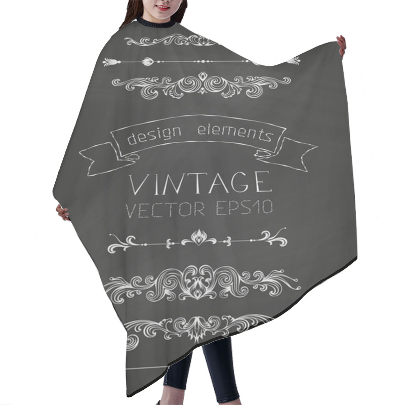 Personality  Chalk Calligraphic Design Elements. Hair Cutting Cape