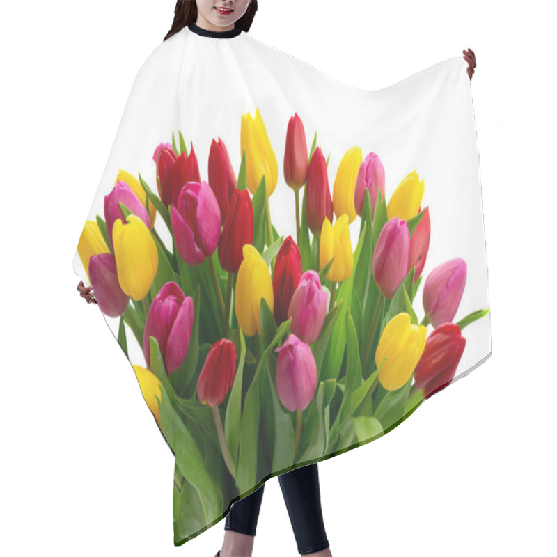 Personality  Pink, Yeelow And Violet Tulips Flowers Hair Cutting Cape