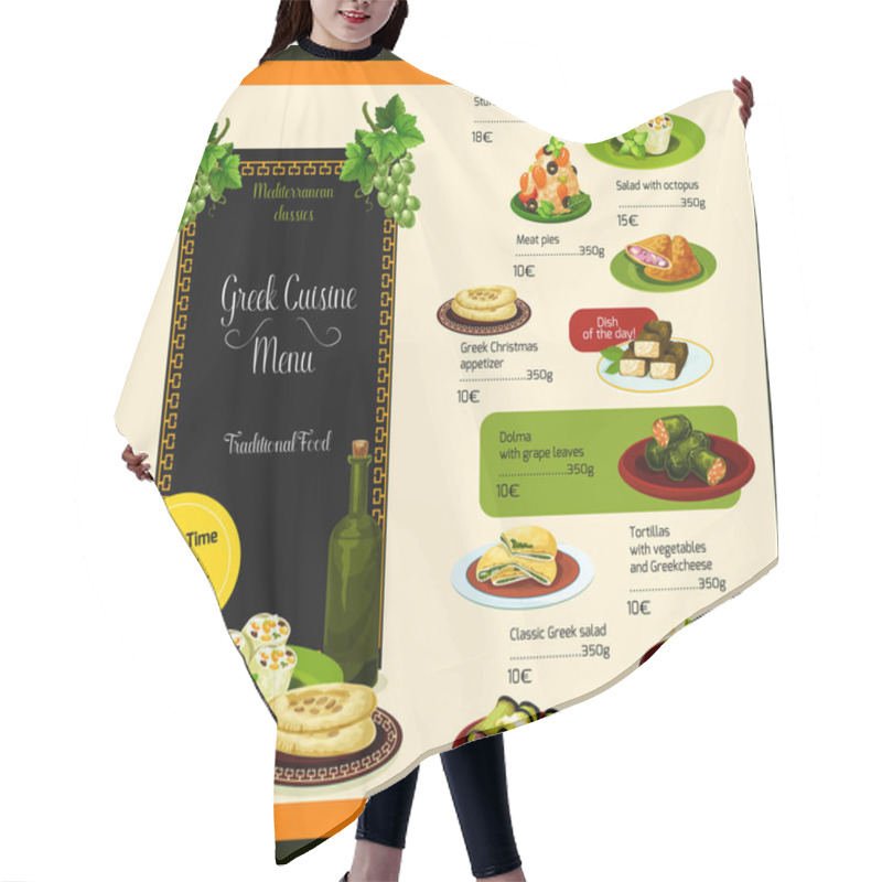 Personality  Greek Cuisine Dish Vector Template Restaurant Menu Hair Cutting Cape