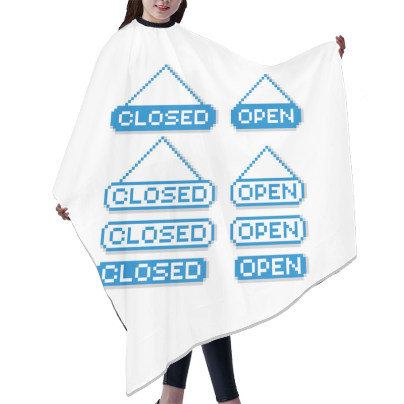 Personality  Closed And Open Pixel Icons   Hair Cutting Cape