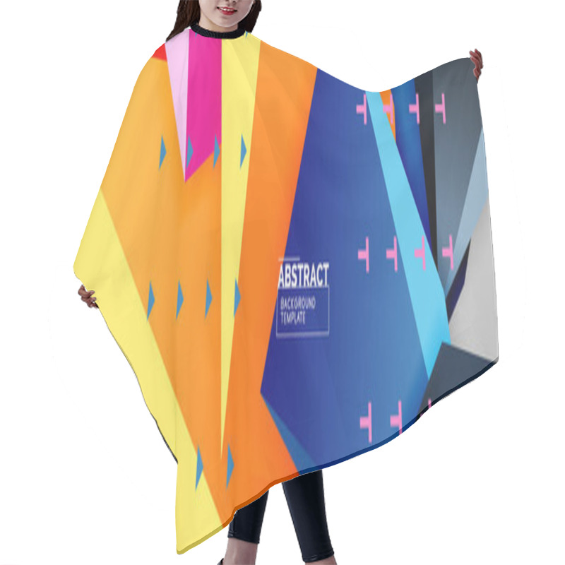 Personality  3d Polygonal Shape Geometric Background, Triangular Modern Abstract Composition Hair Cutting Cape