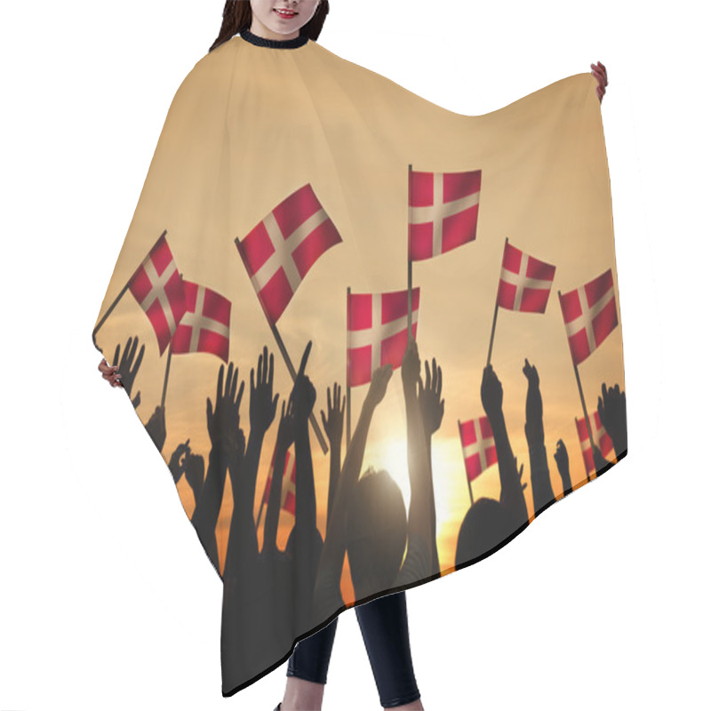 Personality  Group of People Waving Flags of Denmark hair cutting cape