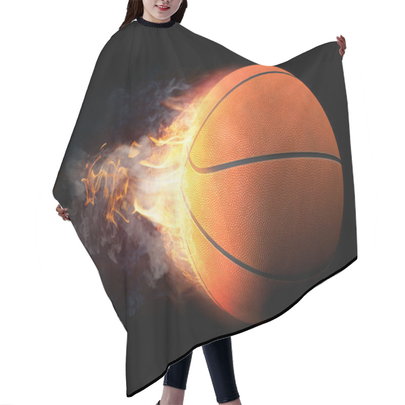 Personality  Basketball In Fire On Black Background Hair Cutting Cape