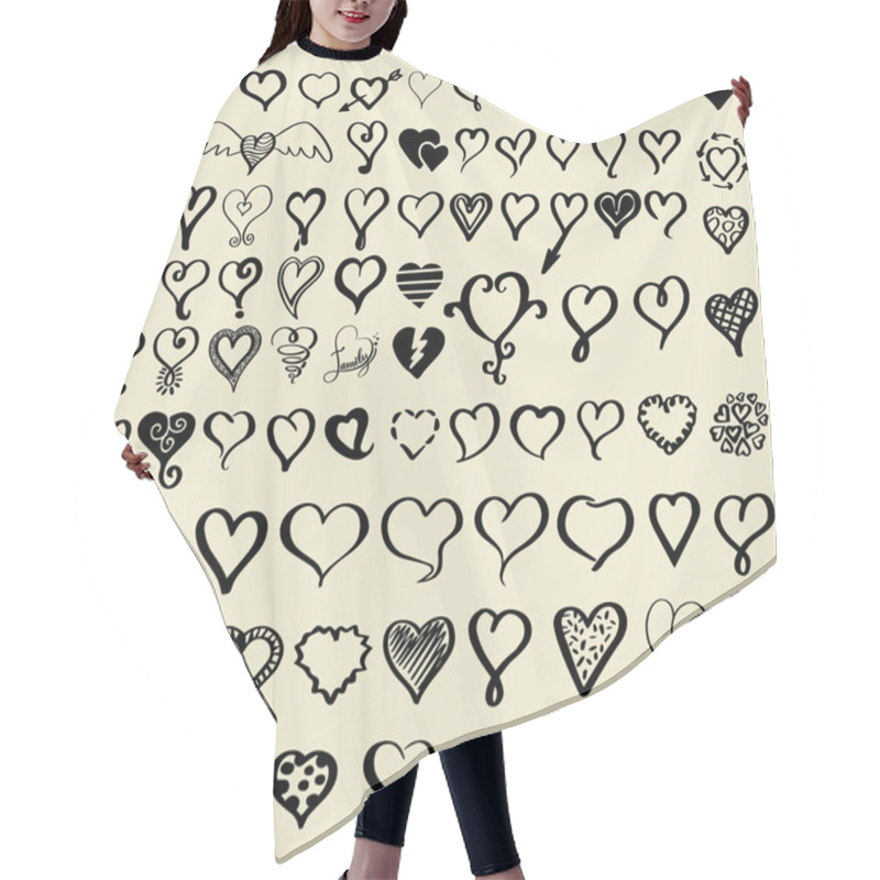 Personality  Doodle Sketch Hearts Collection. Hair Cutting Cape