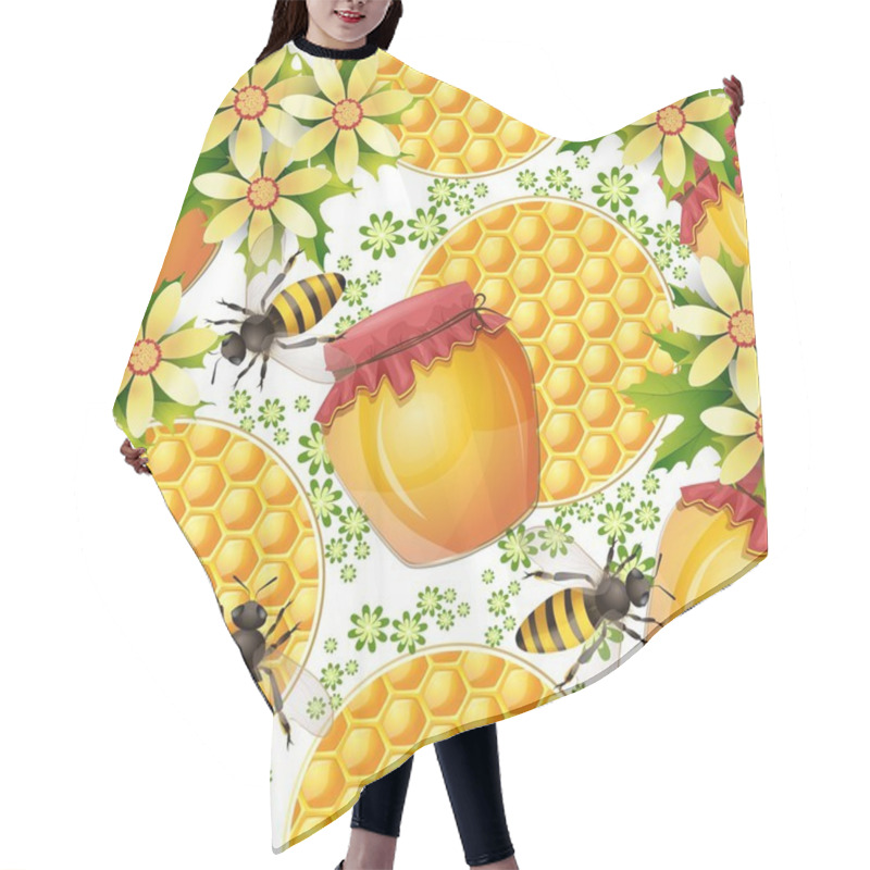 Personality  Seamless Pattern With Honey Jar ,bees And Honeycomb Hair Cutting Cape