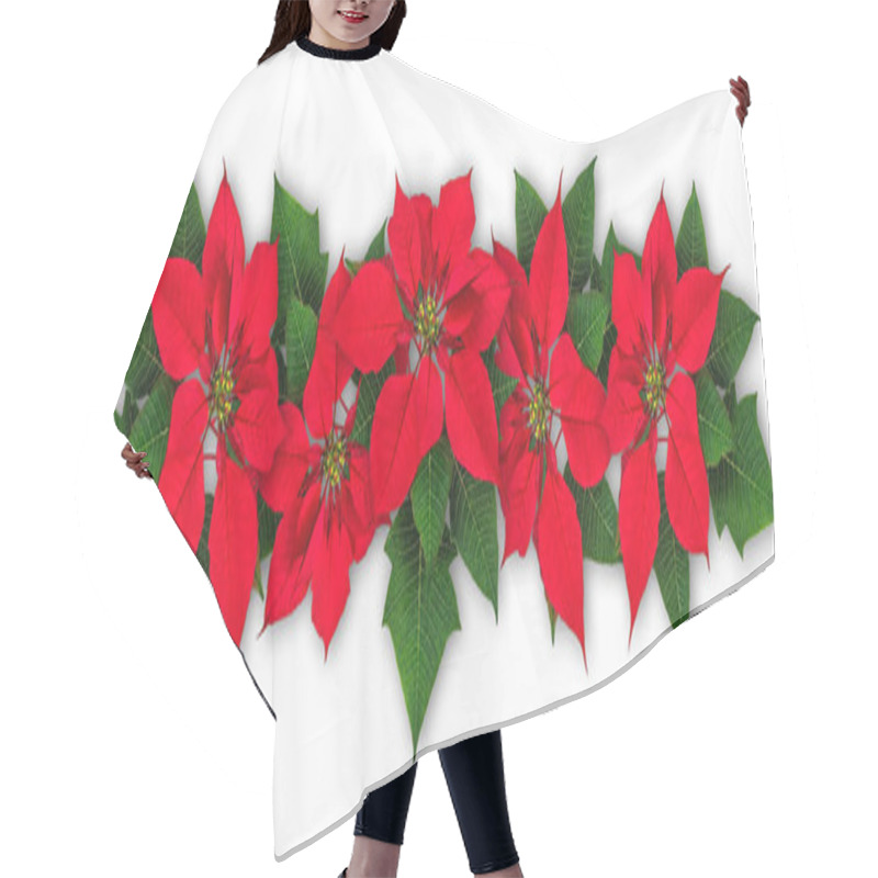 Personality  Poinsettia Flower Wreath Isolated Hair Cutting Cape