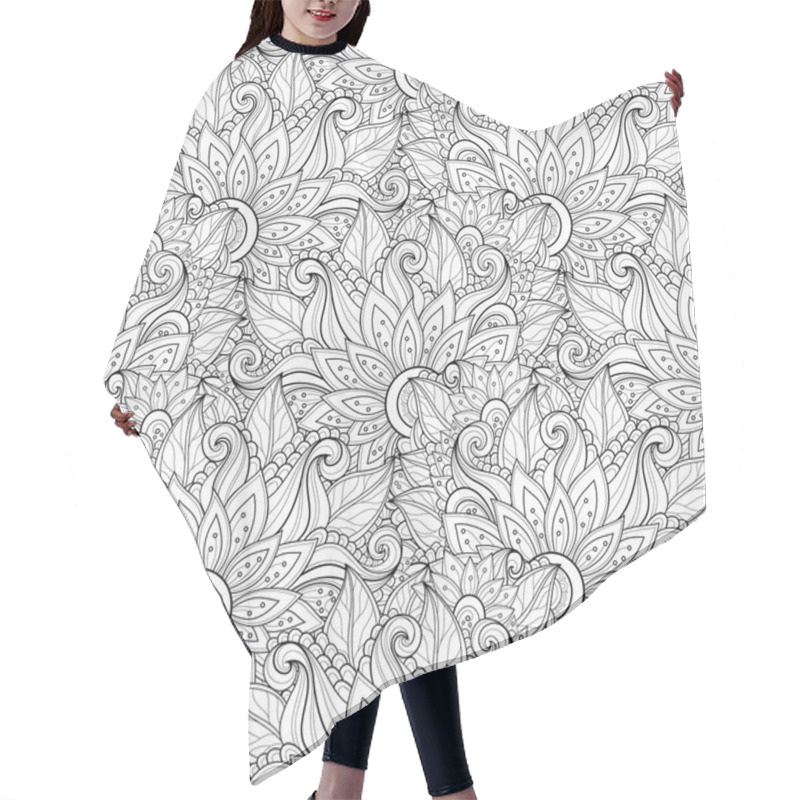 Personality  Abstract Seamless Monochrome Floral Pattern Hair Cutting Cape