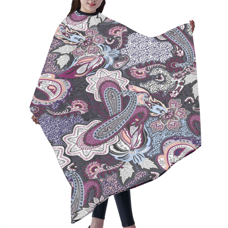 Personality  Fashion Print For Clothes. Seamless Ethnic Paisley Pattern. Hair Cutting Cape