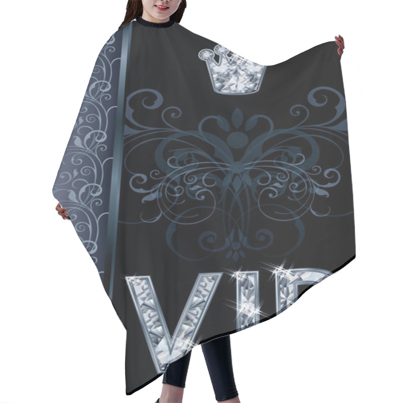 Personality  Diamond VIP Invitation Card , Vector Illustration Hair Cutting Cape