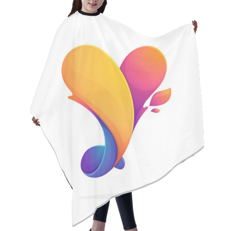 Personality  Y Letter Logo Consisting Of Fire Flames. Hair Cutting Cape