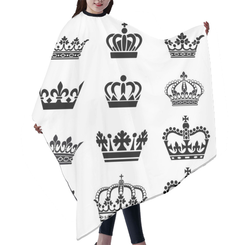 Personality  Crown Icons Set Hair Cutting Cape