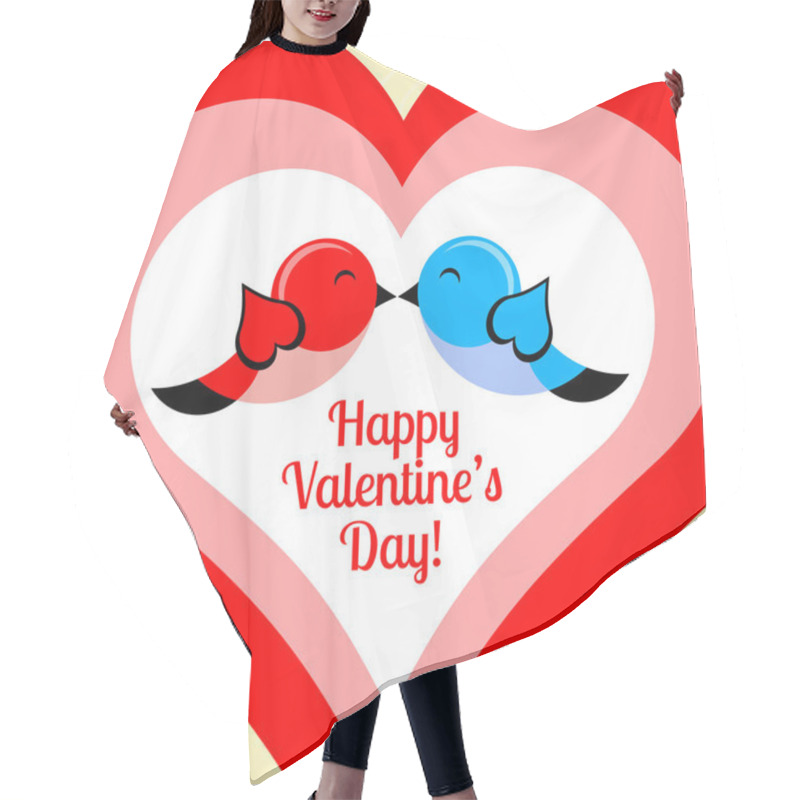 Personality  Vector Card For Valentine's Day With Birds. Hair Cutting Cape