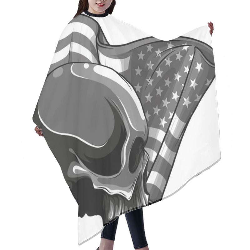 Personality  Illustration Of American Flag With Skull Hair Cutting Cape