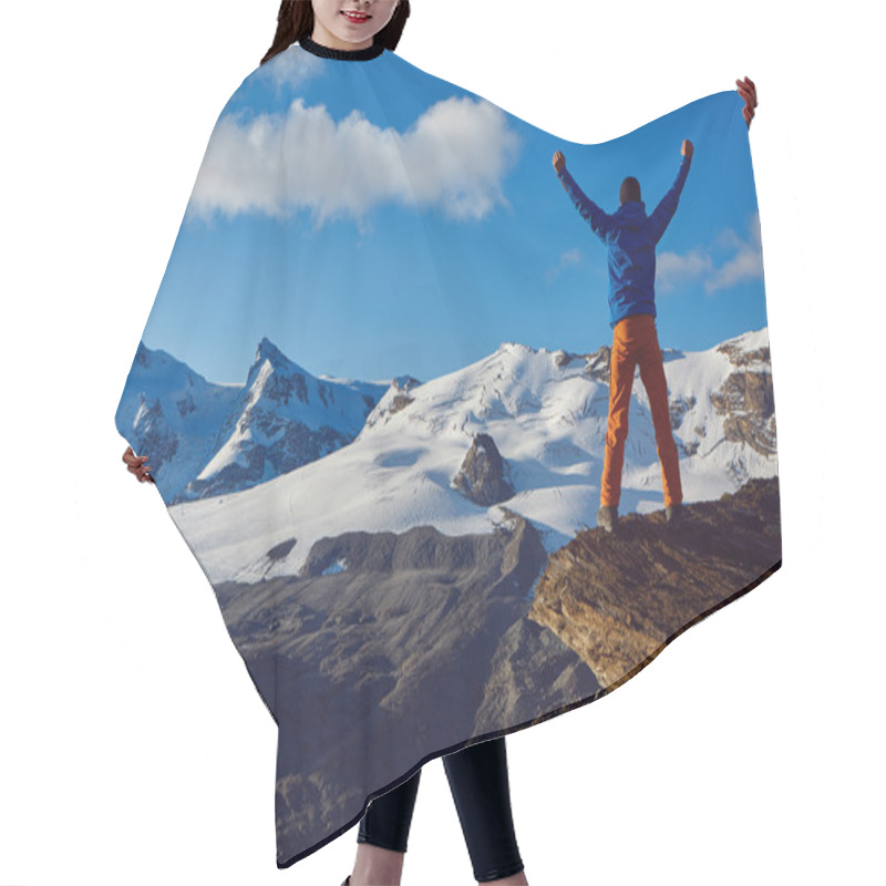 Personality  Hiker At The Top Of A Pass Hair Cutting Cape