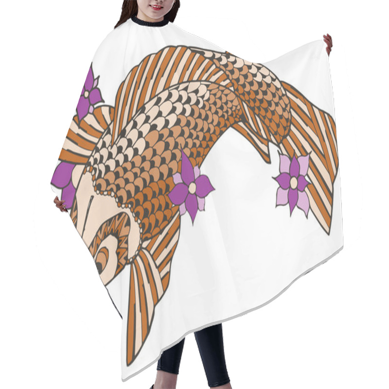 Personality  Zentangle Stylized Koi Fish, Vector, Illustration, Freehand Pencil Hair Cutting Cape