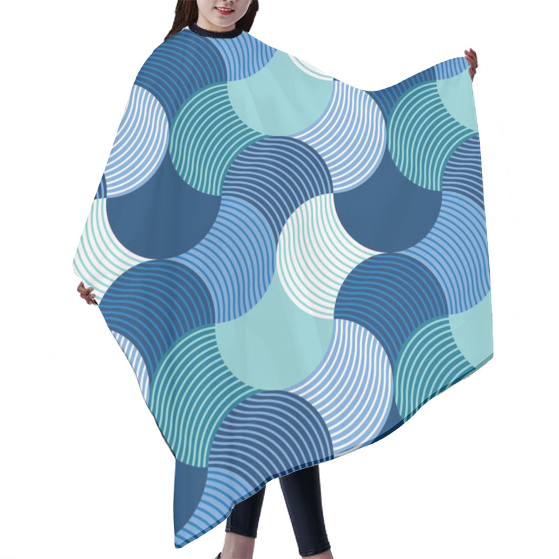 Personality  Retro Sea Water Abstract Geometry Seemless Pattern Hair Cutting Cape