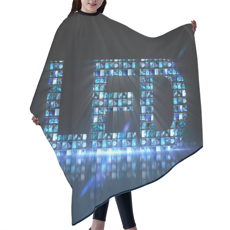 Personality  Led Made Of Digital Screens In Blue Hair Cutting Cape