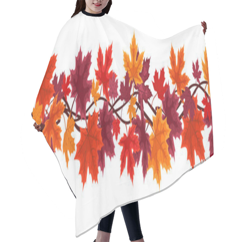 Personality  Horizontal Seamless Background With Autumn Maple Leaves. Vector Illustration. Hair Cutting Cape