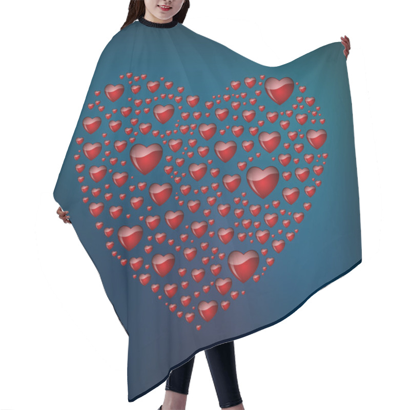 Personality  Abstract Heart From Hearts. Vector Background. Hair Cutting Cape