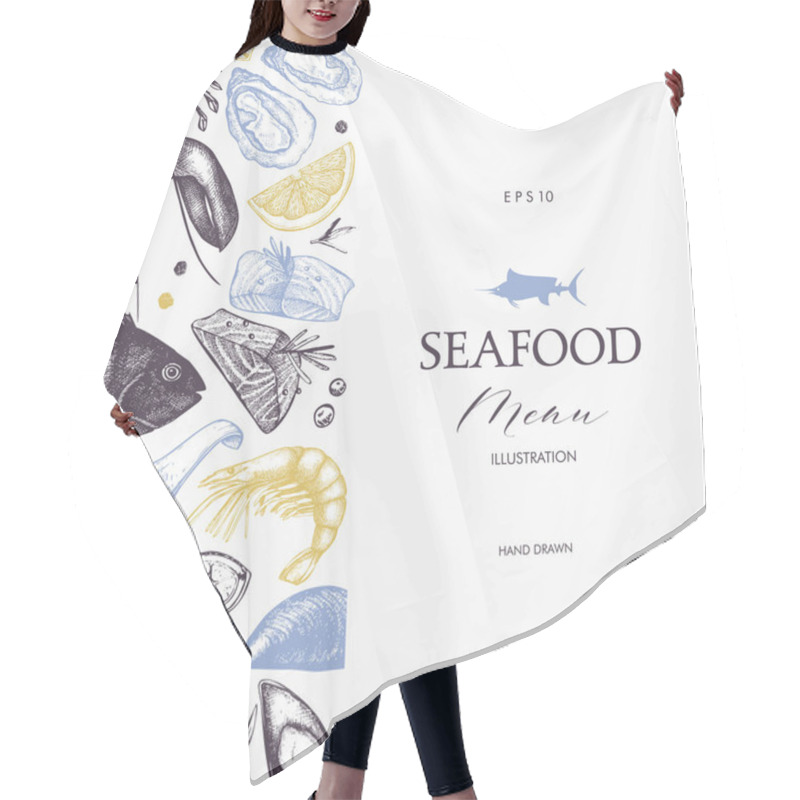 Personality  Seamless Seafood Background Hair Cutting Cape