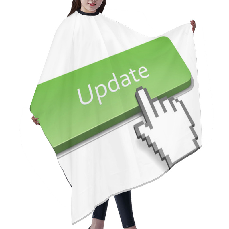 Personality  Green Update Button And Hand Cursor Concept Hair Cutting Cape