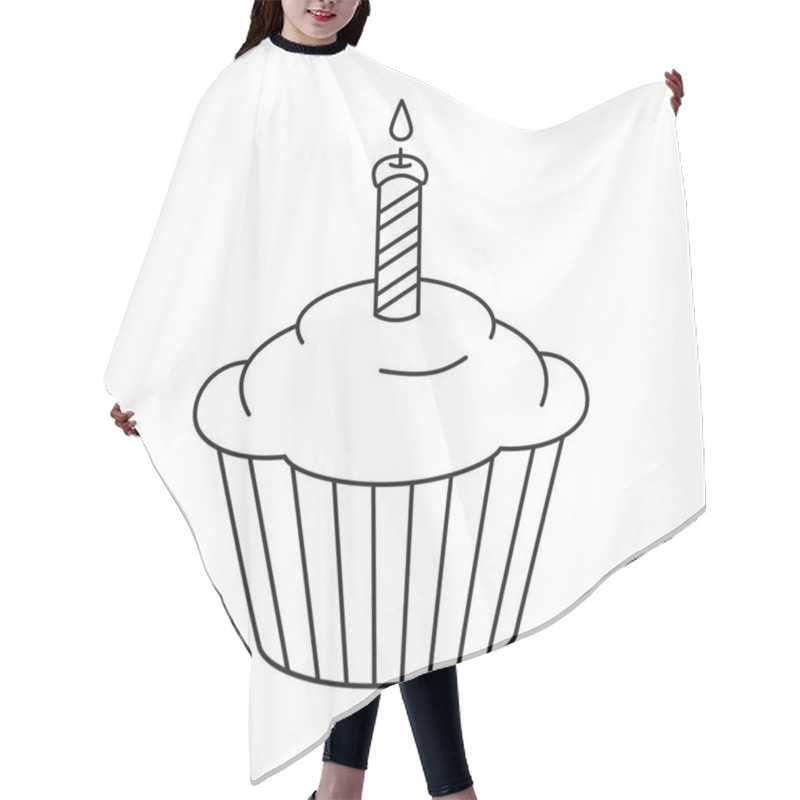 Personality  Line Art Black And White Birthday Cupcake Hair Cutting Cape