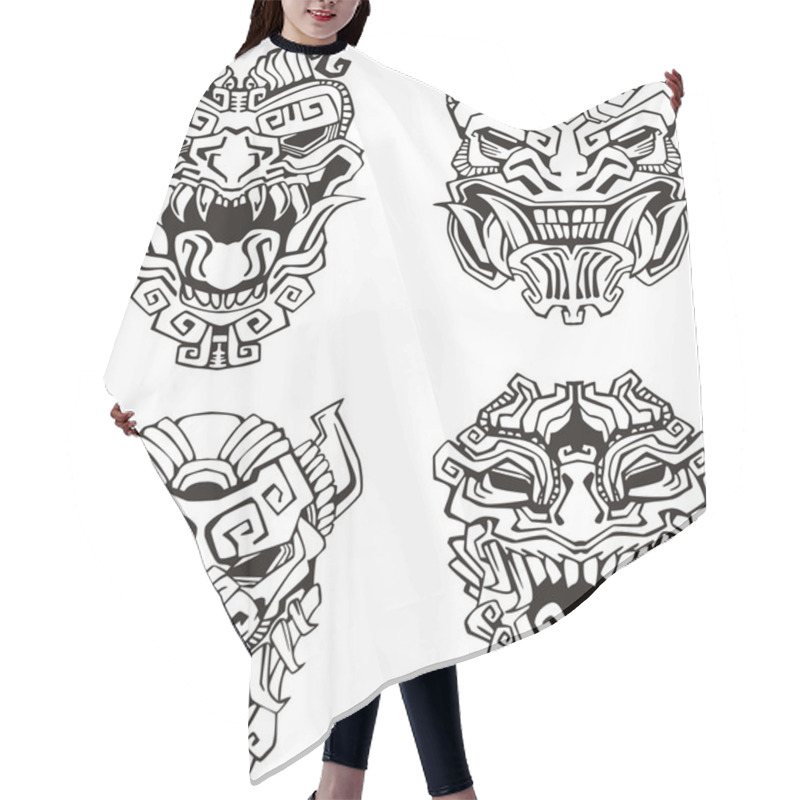 Personality  Aztec Monster Totem Masks Hair Cutting Cape