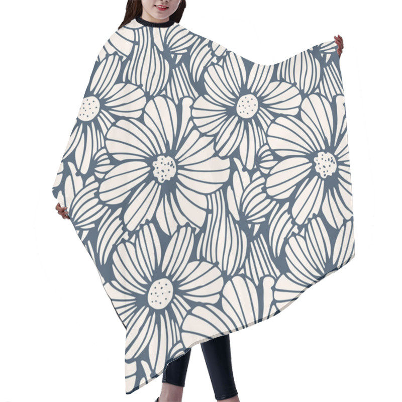 Personality  Black And White  Flower Background. Hair Cutting Cape