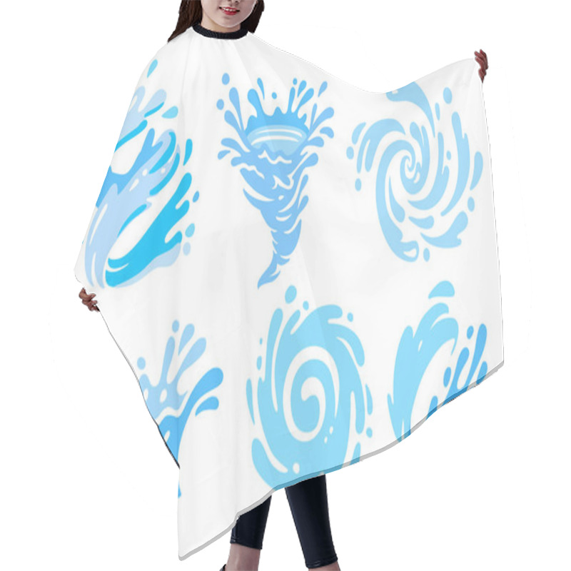 Personality  Set Of Blue Water Splashes With Drops Hair Cutting Cape