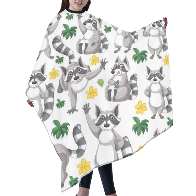 Personality  Funny Raccoon  On White Background Element Illustration Hair Cutting Cape