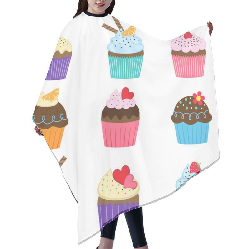 Personality  Set Of Cute Vector Cupcakes Hair Cutting Cape