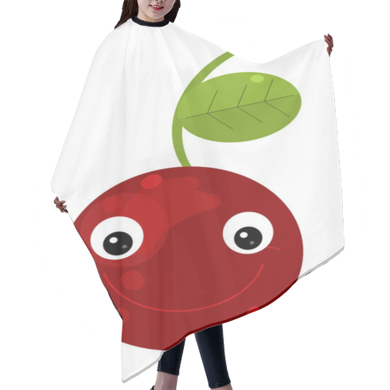 Personality  Cartoon Fruit Cherry On White Background Smiling - Illustration For Children Hair Cutting Cape