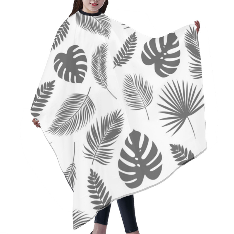 Personality  Seamless Pattern Silhouettes Tropical Leaves Hair Cutting Cape