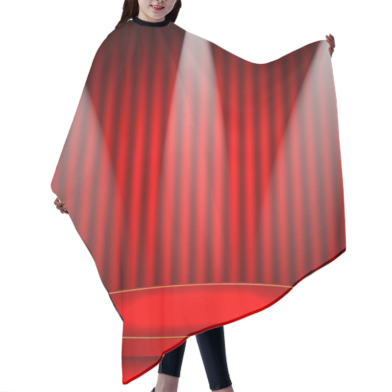 Personality  Theatrical Background.scene And Red Curtains.scene Illuminated F Hair Cutting Cape