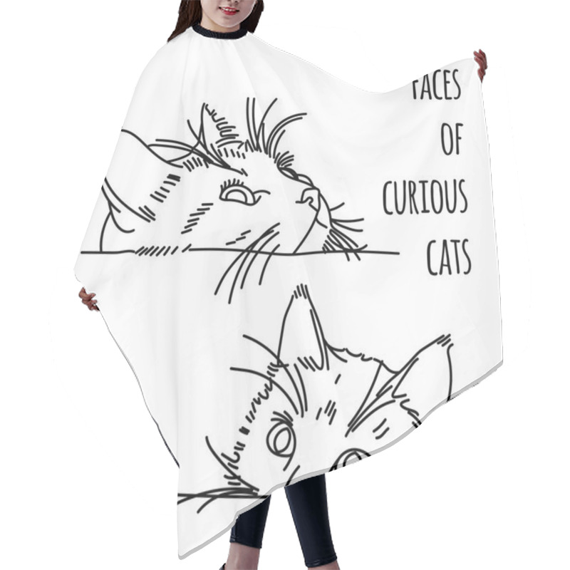 Personality  Illustration Of Two Curious Cat Muzzles Hair Cutting Cape