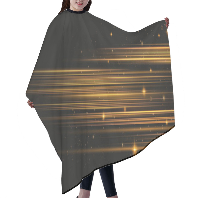 Personality  Gold Horizontal Lens Flares Pack. Laser Beams, Horizontal Light Rays. Beautiful Light Flares. Glowing Streaks On Light Background. Luminous Abstract Sparkling Lined Background. Hair Cutting Cape