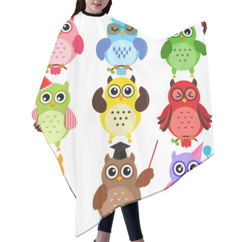 Personality  Owls With Different Characters Hair Cutting Cape