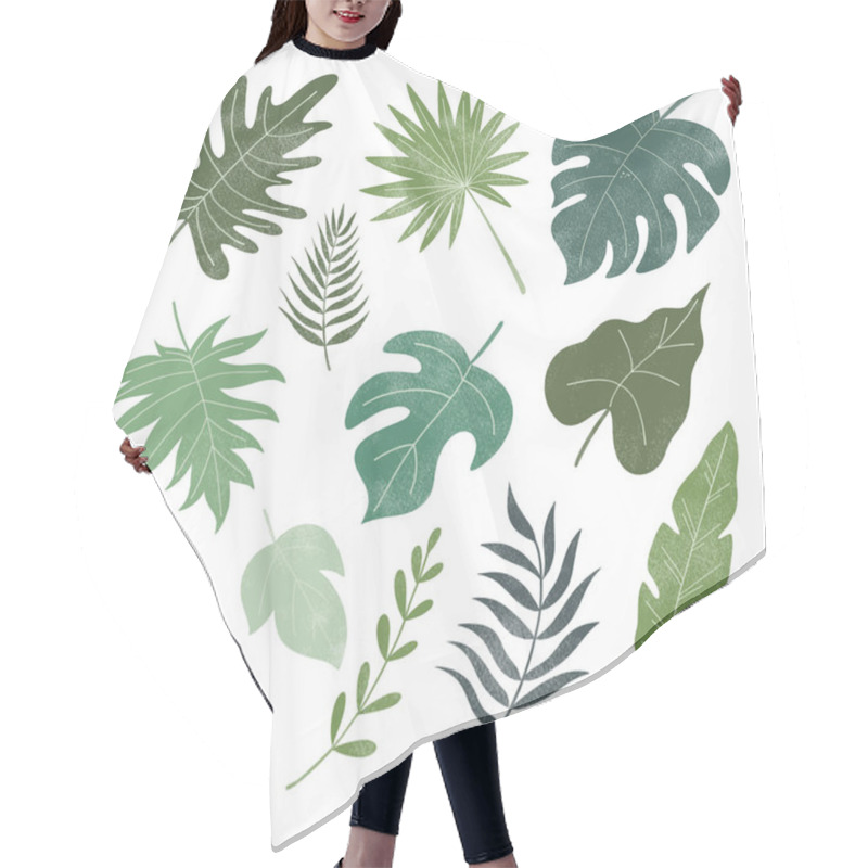 Personality  Vector Set Of Tropical Leaves Hair Cutting Cape