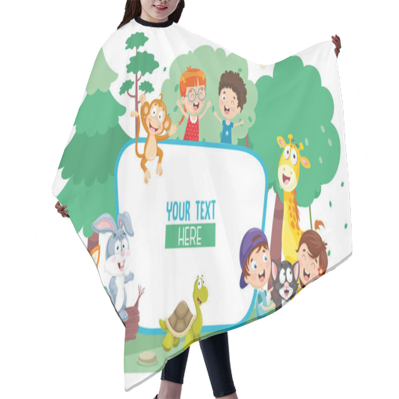 Personality  Vector Illustration Of Kids And Animals Hair Cutting Cape