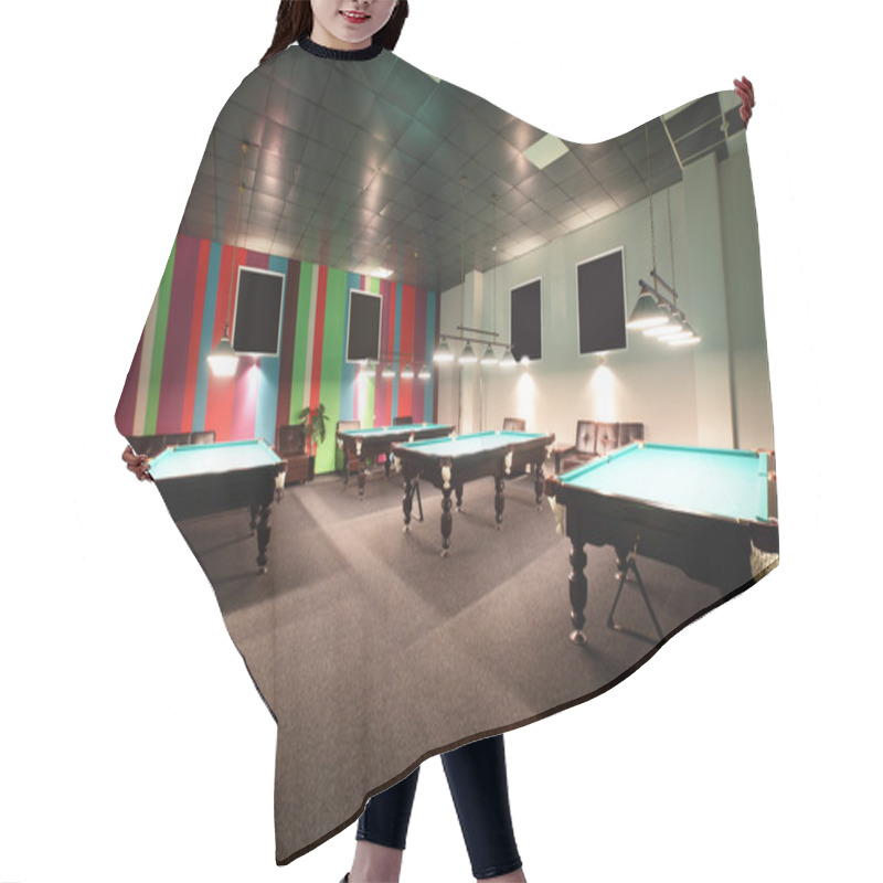 Personality  Interior Of Beautiful And Modern Billiard Hair Cutting Cape