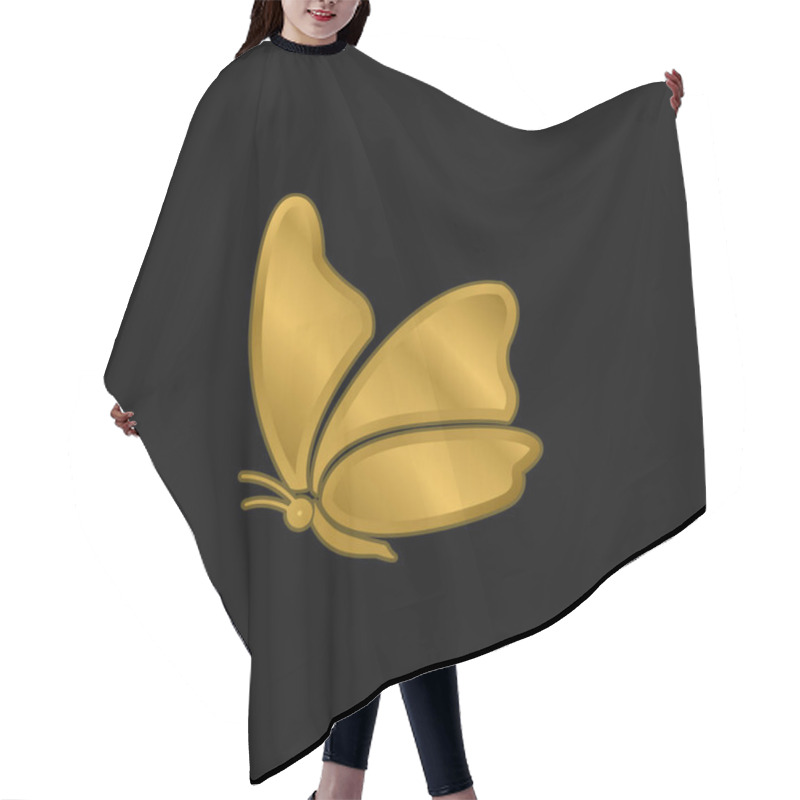 Personality  Big Wing Butterfly Gold Plated Metalic Icon Or Logo Vector Hair Cutting Cape