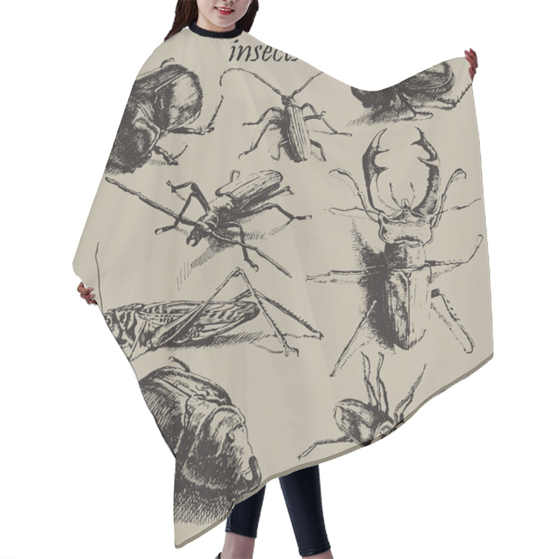 Personality  Illustration With Different Insects Hair Cutting Cape