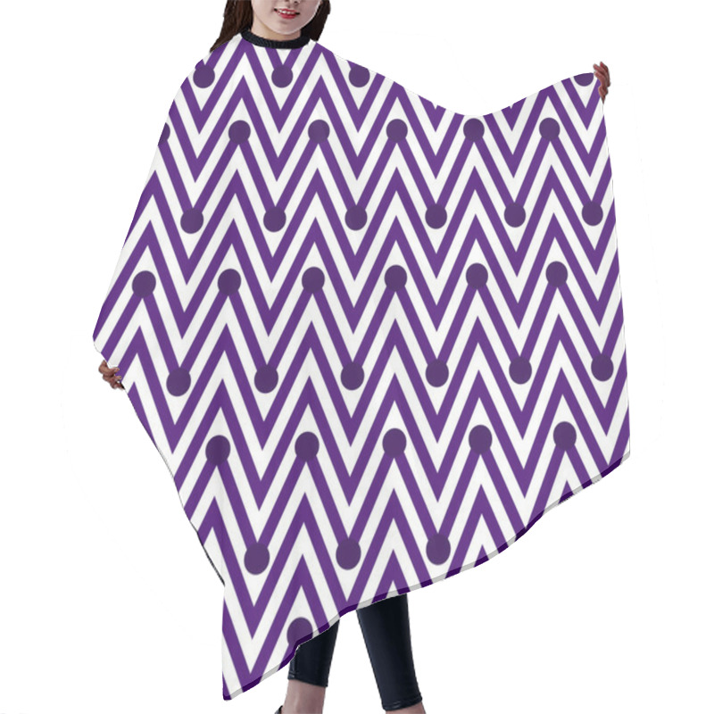 Personality  Dark Purple And White Horizontal Chevron Striped With Polka Dots Hair Cutting Cape