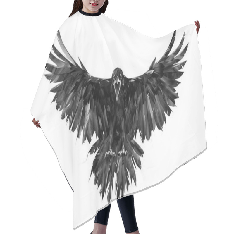 Personality  Painted Portrait Of A Raven On A White Background In Front With A Wingspan Hair Cutting Cape